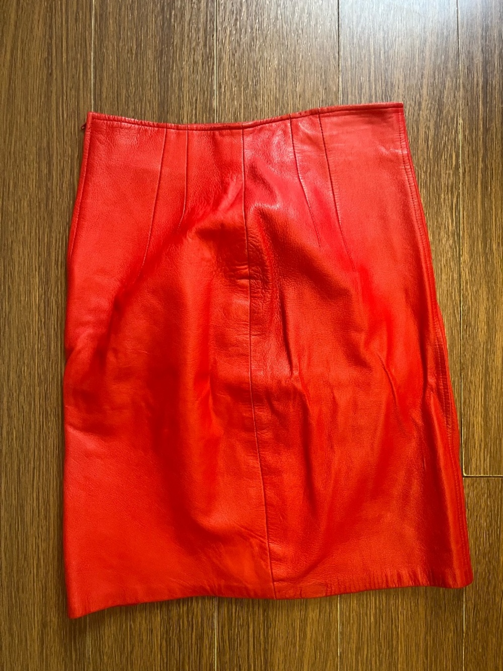 DESERE, Paris Genuine Leather Red Pencil Skirt
